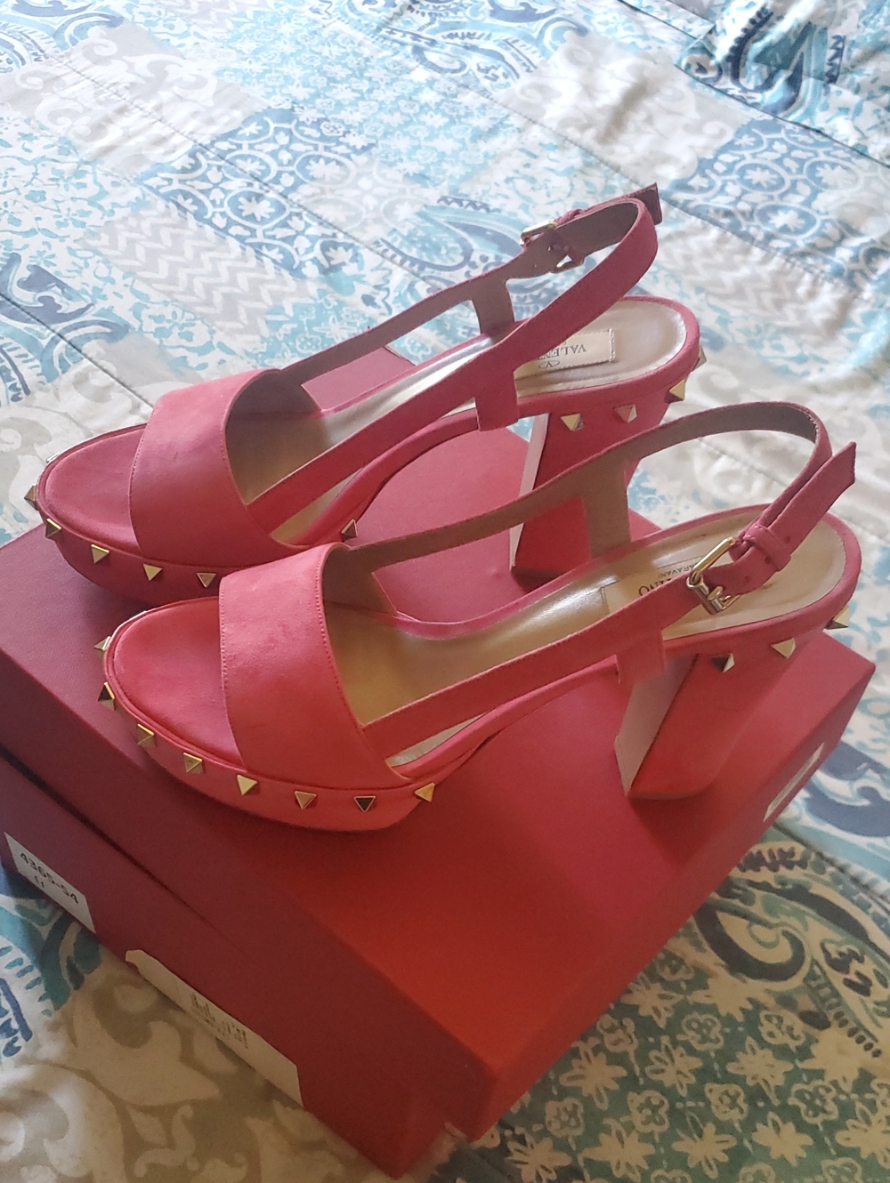 Valentino Women’s Pink Studded Platform Slingback Heels